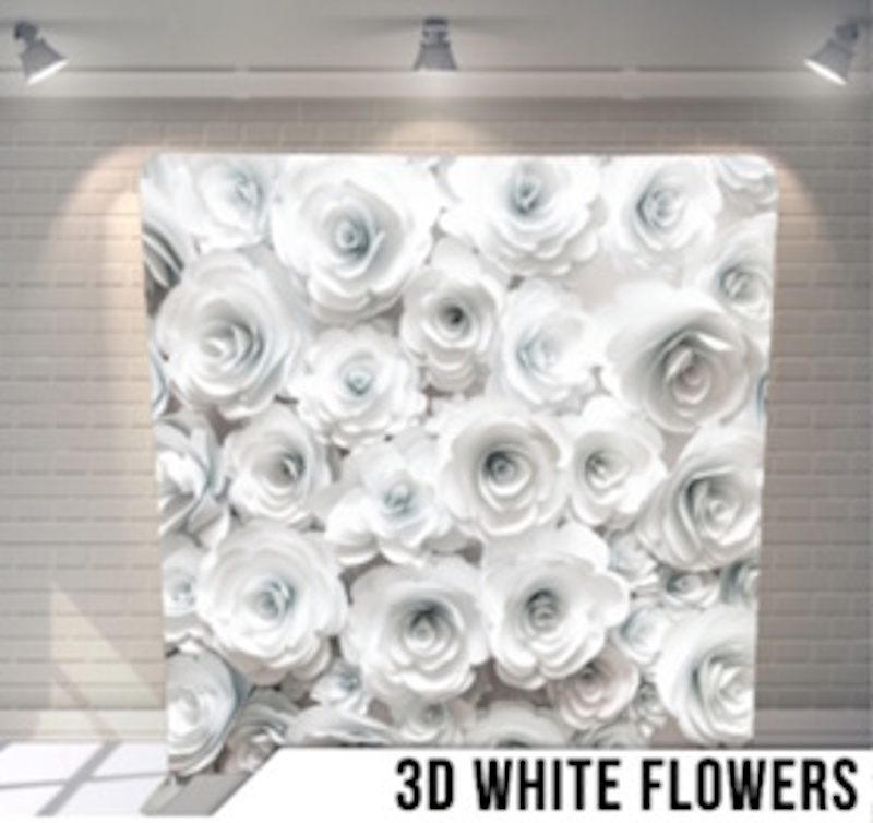3D White Flowers photo booth backdrop